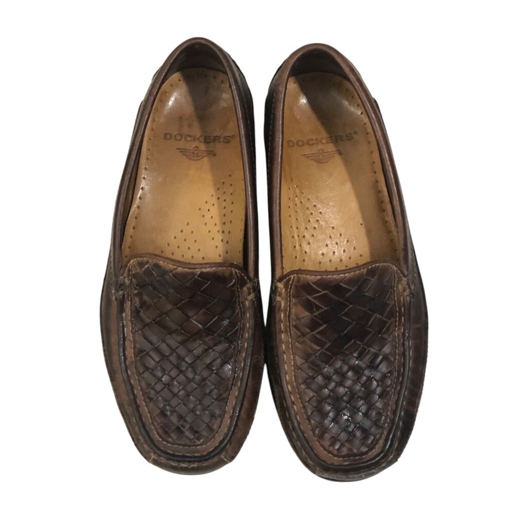 Dockers Woven Loafers Mens Brown Size 10 Basket Weave Leather